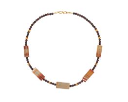 Two necklaces composed of banded agate and garnet beads, Various Periods, 1st Millennium B.C and ...