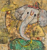 Property from a Private London Collection Indian school, 20th century, Untitled, elephant, paste...