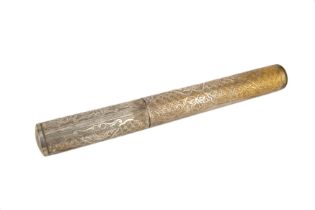 Property from a Private London Collection An engraved gilt white metal tubular implement, 20th c...