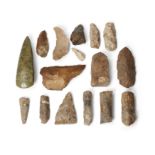 A miscellaneous group of flakes and flints Neolithic Period, circa 3,000-2,000 B.C. Including e...