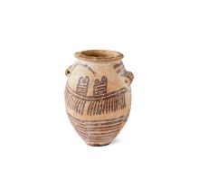 A small Egyptian Predynastic pottery jar, Naqada II, circa 3600-3200 B.C. Of ovoid form with eve...