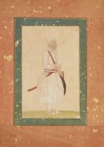 A Portrait of Mirza Sohrab, India, late 19th century, standing, facing right, dressed in white, h...