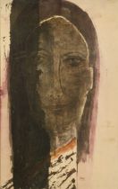 Rabindranath Tagore (Indian, 1861-1941), Untitled, portrait of a woman, print on paper, France 19...