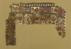 A Coptic textile fragment, circa 6th -8th Century A.D., coloured wool on a plain ground with a ho...