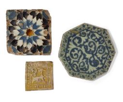 Property from the Estate of Prof. Michael Rogers Three Islamic tiles comprising a Timurid hexago...