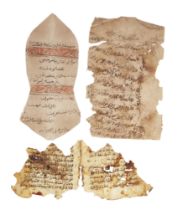 A group of Arabic manuscript fragments, including a 19th-century manuscript model of the Prophet...