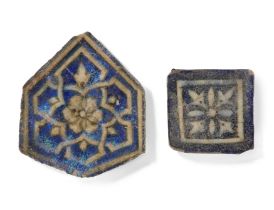 Property from the Estate of Prof. Michael Rogers Two Ilkhanid moulded pottery tiles, Sultanabad,...