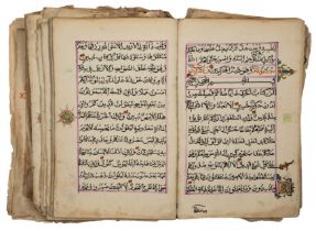 A large section from a Qur’an most likely copied in Daghestan, Arabic manuscript on Russian paper...