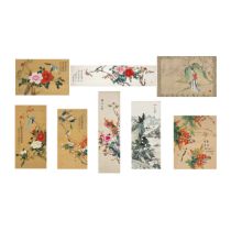 Six Chinese paintings by Huo Yiqun and a painting attributed to Li Fenggong 20th century, circa ...