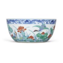 A Chinese doucai 'marriage' bowl  Qing dynasty, Jiaqing mark and period  Delicately painted and...