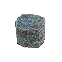 A rare Chinese champlevé and cloisonné-enamel tiered quatrefoil box and cover Qing dynasty, Qian...