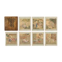 Chinese school (18th/19th century) Amorous couples Ink and colour on silk, seven paintings moun...