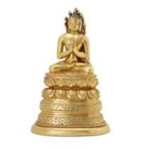 A rare Sino-Tibetan gilt copper-alloy figure of Buddha Nageshvara Raja, or Nagaraja Qing dynasty...
