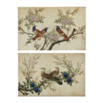 Chinese Guangdong (Canton) school, Qing dynasty, mid-19th century 'Birds and flowers' Gouache o...