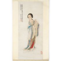 Wang Yugang 'A portrait of Diaochan' Ink and colour on paper, signed with three seals of the ar...