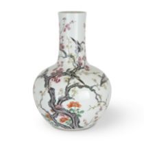 A large Chinese famille rose 'magpie and prunus' bottle vase, tianqiuping Republic period, apocr...