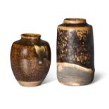 Two Japanese Seto stoneware tea caddies, chaire Edo period Each applied with black glaze infuse...