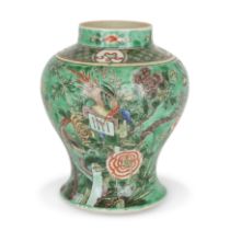 A Chinese famille verte baluster 'pheasant and peony' jar Qing dynasty, 19th century Painted wi...