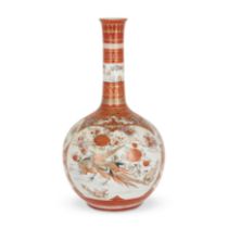 A Japanese Kutani bottle vase  Meiji Period Standing on a short foot rising to a globular body ...