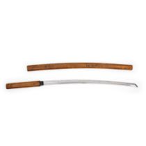 A Japanese sword, Katana 20th century The curved blade mounted with bamboo hilt and with bamboo...