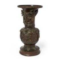 A large Japanese bronze-cast ‘dragon and phoenix’ vase Meiji period Cast in relief with a three...