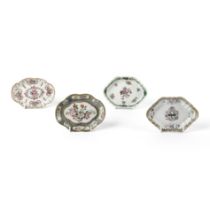 Four Chinese export famille rose lobed dishes Qing dynasty, 18th century One decorated with an ...