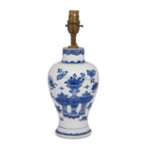 A Chinese blue and white 'hundred antiques' baluster vase Qing dynasty, Kangxi period, Painted ...