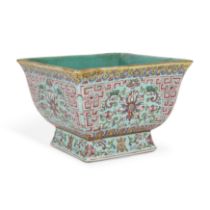 A Chinese famille rose square footed bowl Qing dynasty, Tongzhi period, apocryphal Yongle seal m...