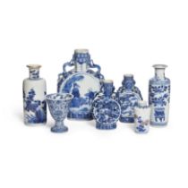 Seven Chinese and Japanese blue and white small vessels Qing dynasty and Meiji period, 18th and ...