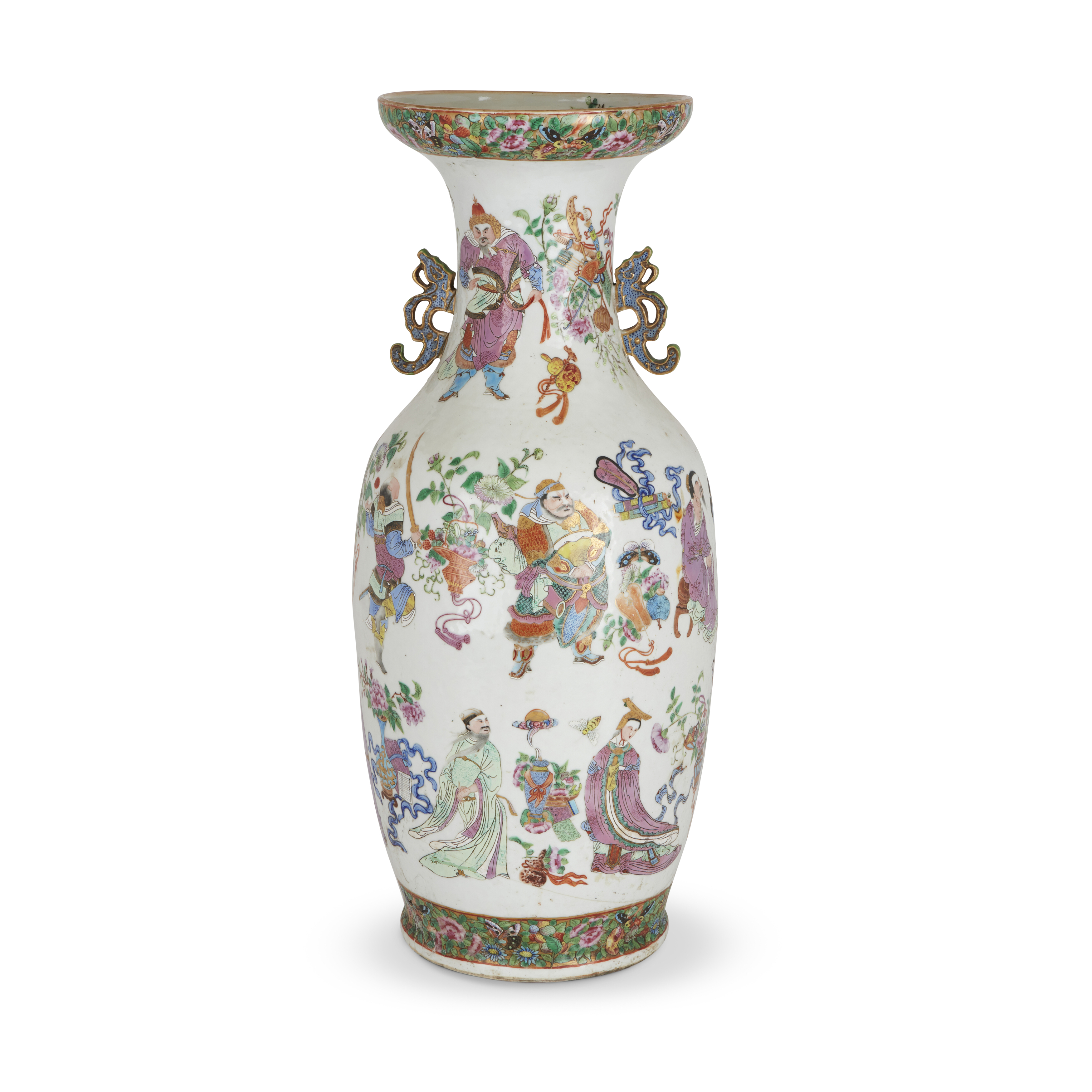 A large Chinese Canton famille rose baluster vase Qing dynasty, mid-19th century Decorated with...