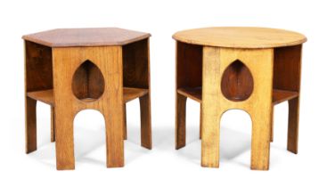 Manner of Liberty & Co  Two Arts & Crafts side tables, circa 1900  Oak  Circular top : 55cm high...