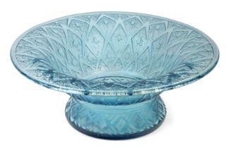 Daum  Blue Art Deco diamond pattern bowl, circa 1930  Clear and frosted glass  Signed 'DAUM NANC...