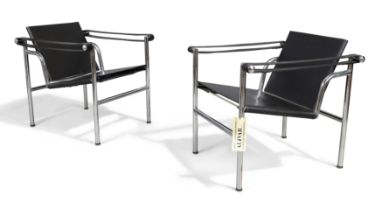 After Le Corbusier, Pierre Jeanneret & Charlotte Perriand  Two 'LC1' style chairs, one chair by ...