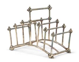 Christopher Dresser (1834-1904) for Hukin & Heath  Rare 'Bridge' toast rack model no. 2554, circ...