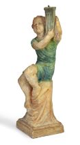 Compton Pottery, possibly by Mary Seton Watts (1849-1938)  Rare table lamp modelled as a girl se...