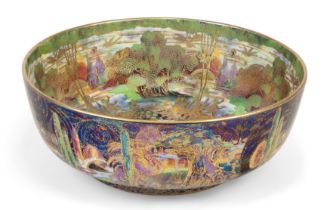 Daisy Makeig-Jones (1881-1945) for Wedgwood  Fairyland Lustre footed bowl with 'Poplar Tree' pat...