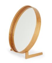 Nils Troed for Glasmäster  Table mirror, circa 1960  Pine, leather, mirrored glass  29.5cm high,...