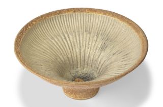 Chris Carter (b.1945)  Studio pottery bowl with deep incised linear decoration to interior, volc...