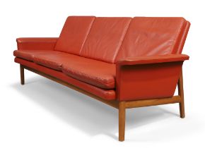 Finn Juhl (1912-1989) for France & Son  'Jupiter' sofa, circa 1965  Teak, leather  Manufacturer'...