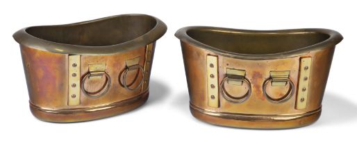 WOOD & CO. FOR LIBERTY & CO.  Unusual pair of wine coolers with liner, in the form of a Roman ba...