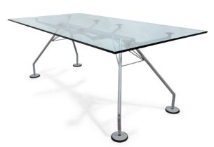 Sir Norman Foster (b.1935) for Tecno  'Nomos' dining table, circa 1990  Glass, lacquered steel, ...
