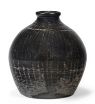 Studio Pottery  Vase with black glaze, mid-20th century  Stoneware  Underside with incised initi...