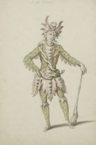 Jean Berain,  French c.1640-1711-  Costume design for 'Un Songe Foneste', from 'Atys';  black c...