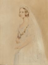 William Drummond,  British fl.1800-1850-  Portrait of Queen Victoria on her wedding day; and Por...