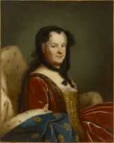 Follower of Maurice-Quentin de la Tour,  French 1704-1788-  Portrait of Marie Leczinska, Queen o...