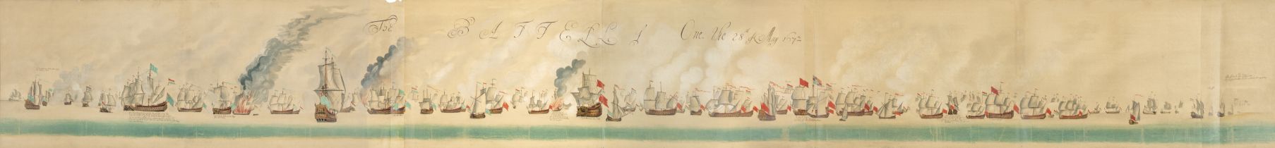 Manner of Willem van de Velde the Younger,  Dutch 19th century-  Battle of Solebay in Suffolk at...