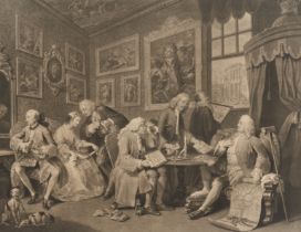 After William Hogarth, FRSA,  British 1697-1764-  Marriage à-la-Mode;  mezzotints, engraved by ...