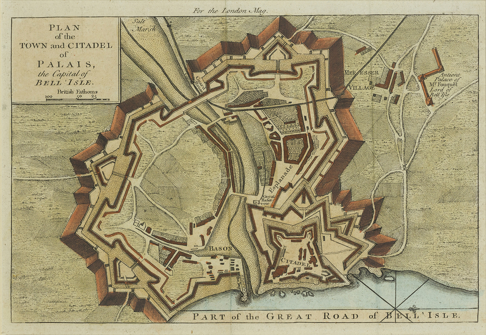 Thomas Jefferys,  British c.1710/19-1771-  Plan of the Town and Citadel of Palais, the Capital o...