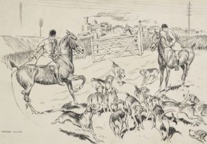 Frederic Whiting, RP RSW RI,  British 1874-1962-  The Belvoir Hunt: Stopping the Hounds for a Pa...