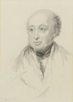 George Richmond, RA,  British 1809-1896-  Portrait of a man, bust-length;  pencil, grey ink and...